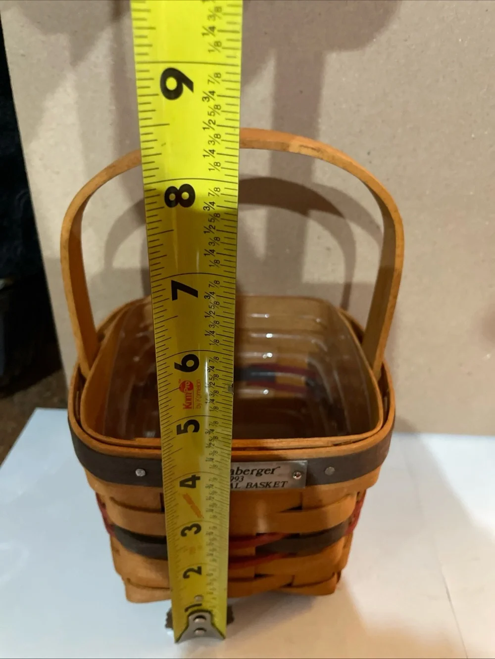 Longaberger 1993 Inaugural Basket 5 x 4.5   With plastic liner/description card